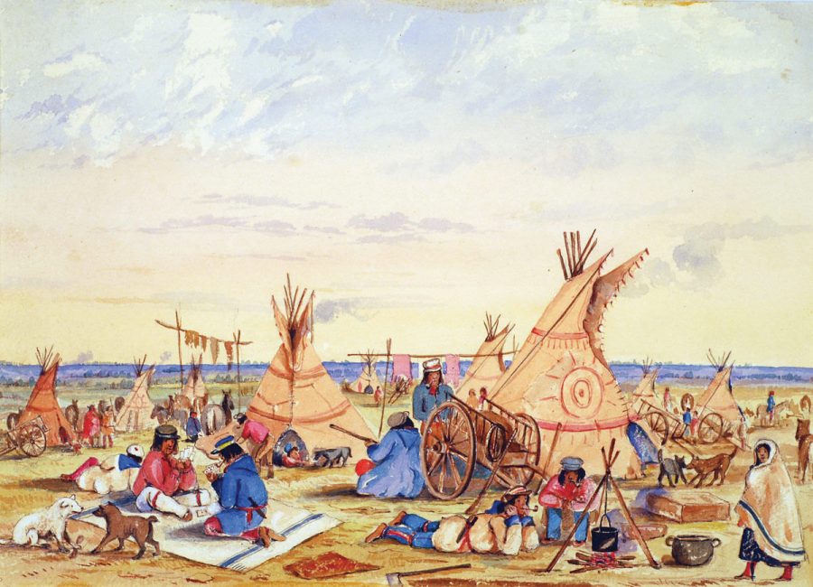 A painting of a Métis camp