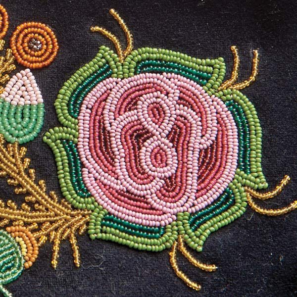 Close-up of traditional Métis beadwork.