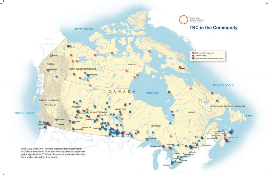 From 2009 to 2011, the Truth and Reconciliation Commission took part in more than 400 outreach and statement gathering initiatives. This map illustrates the communities that were visited during that period.