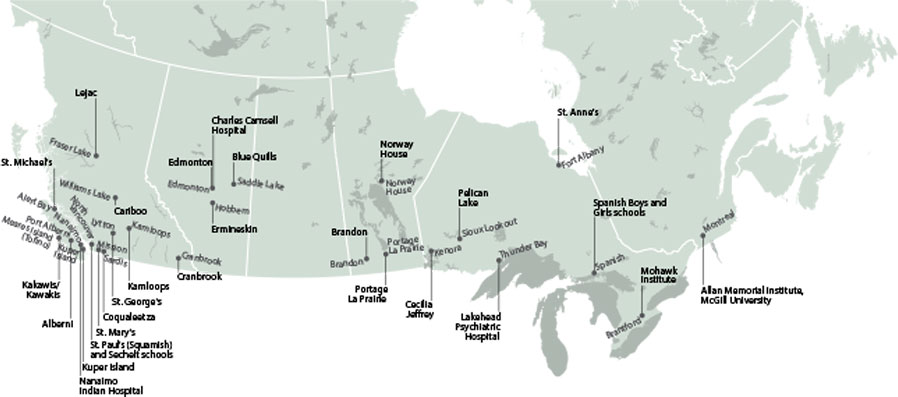 Confirmed Residential School Mass Gravesites.